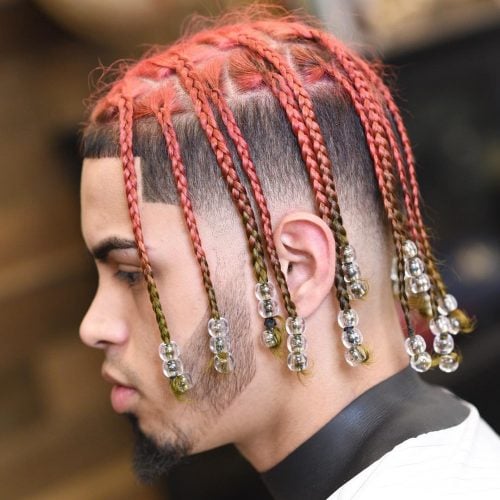 Beaded Braids with Low Fade