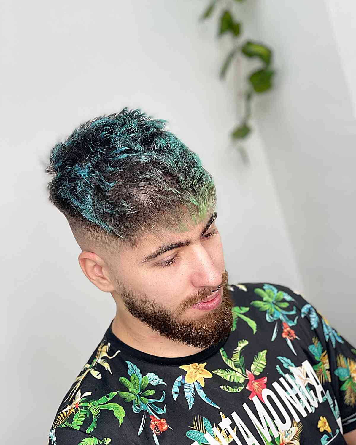 Blue and Green on Mens Natural Black Hair