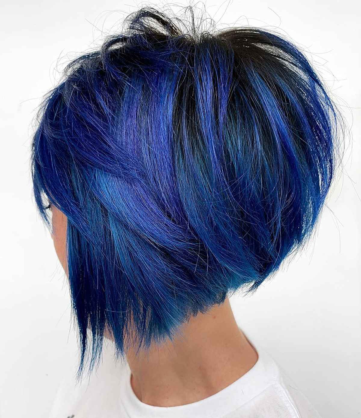 Blue Graduated Bob with Crown Layers