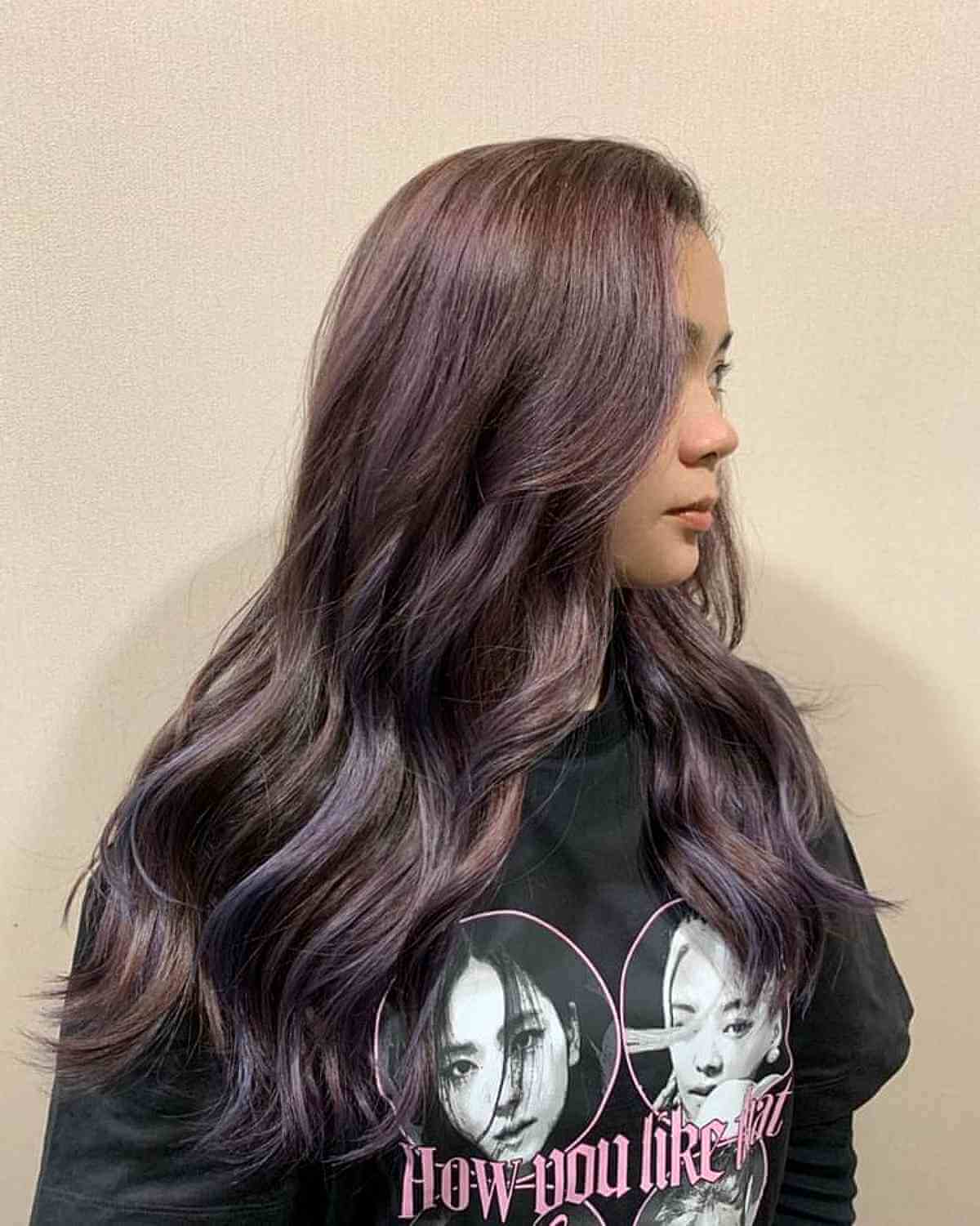 Brown Haircolor with Light Purple Highlights