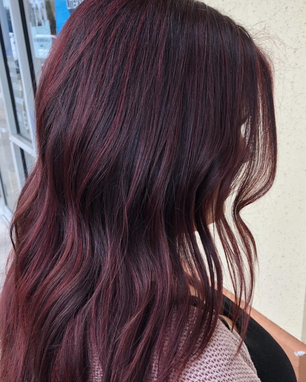 Stunning Highlighted Burgundy Red Hair