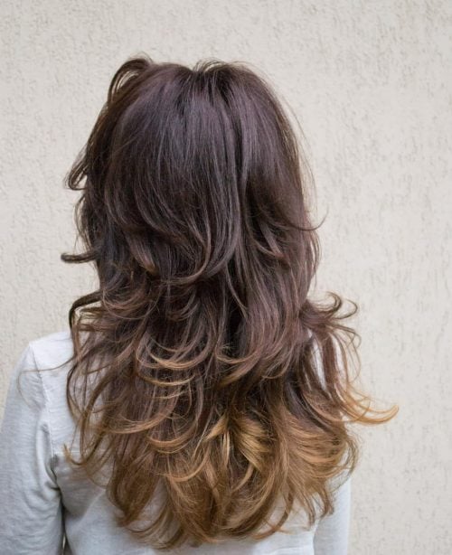 Burgundy to Caramel Ombre Hair