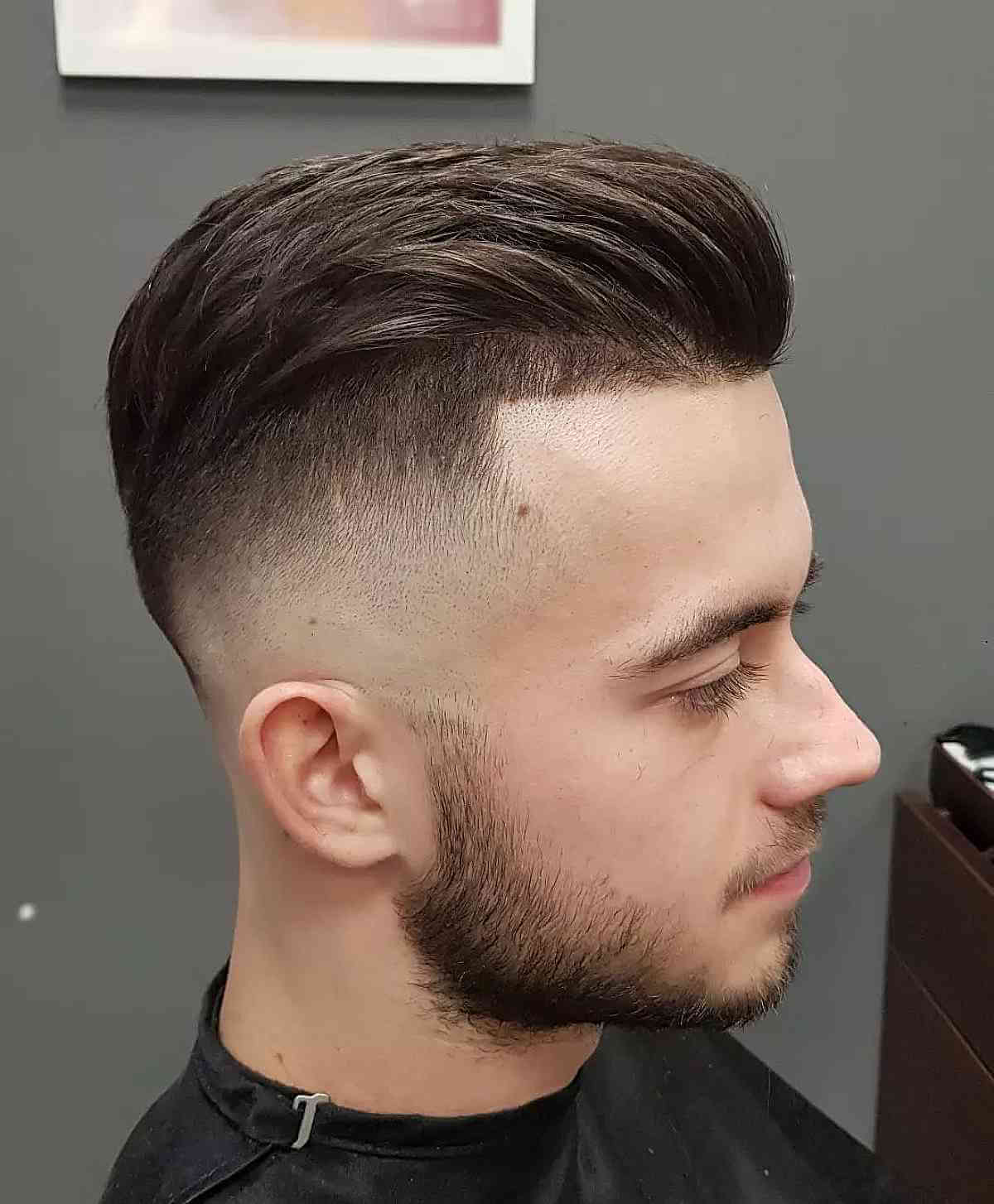 Casual Slick Back Men's Haircut with Fade