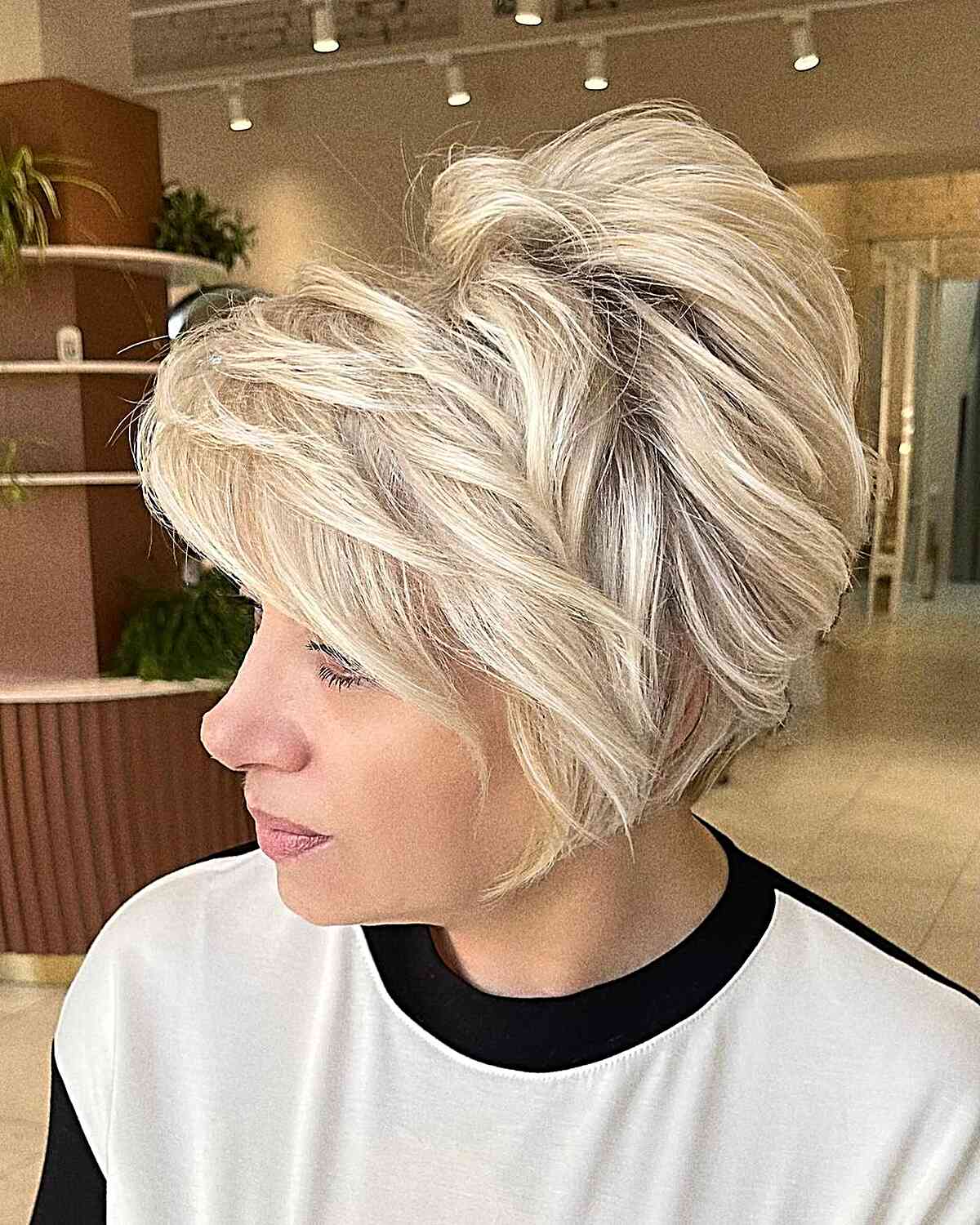 Champagne Blonde Pixie Bob Cut for girls with short hair