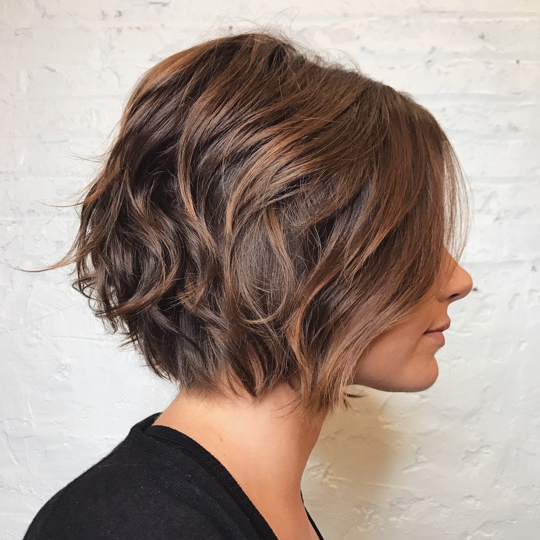Classic chin-length cut for thick wavy hair