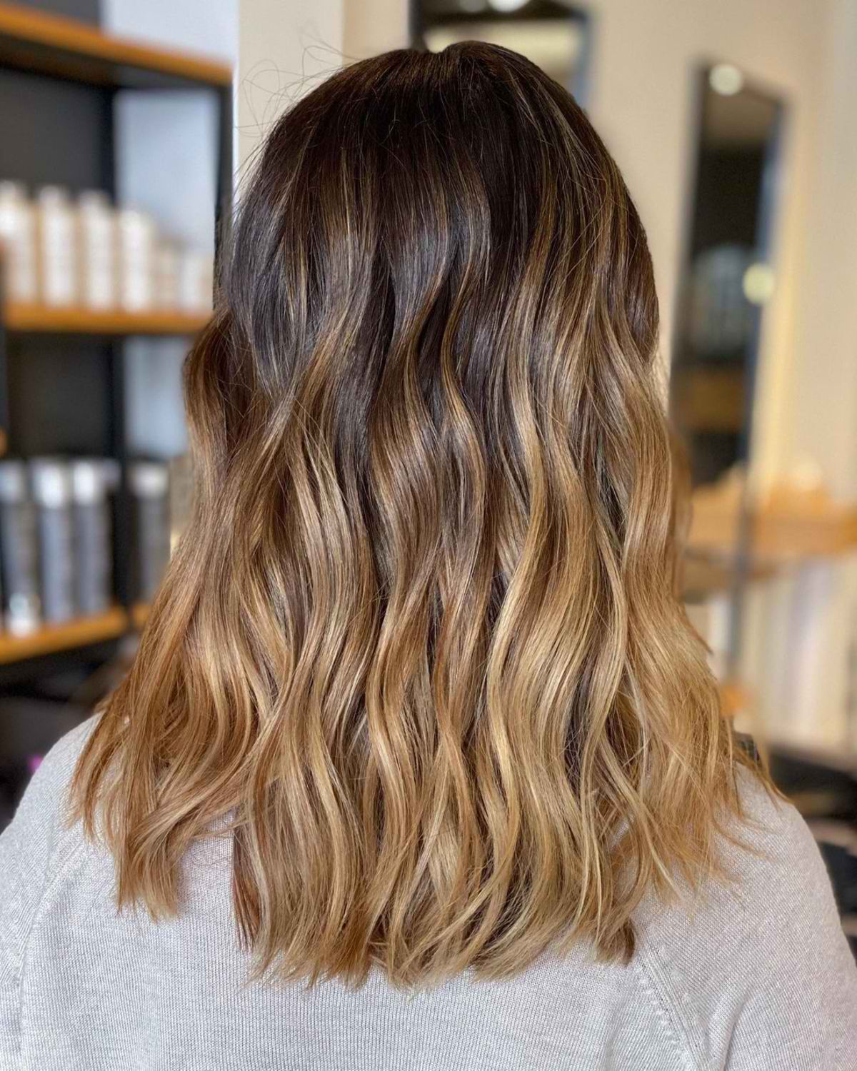 Easy dark cocoa brown to caramel blonde ombre