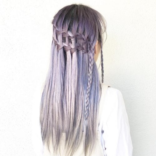 Cool Braided Silver and Purple Hair