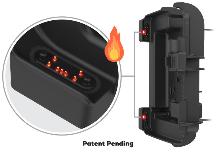 Image of RAM docks for Zebra ET60 ET65 showing new heated pogo pin technology