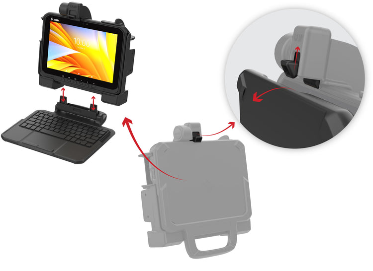 Image of RAM dock for Zebra ET60 ET65 showing Zebra keyboard compatibility