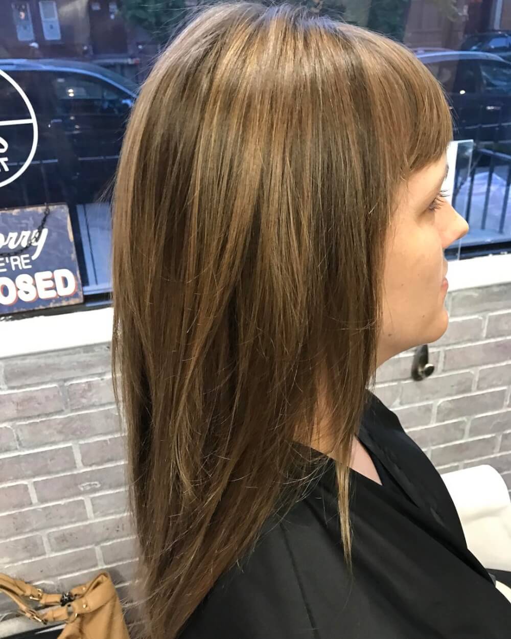 Fine Hair with Layers & Honey Babylights hairstyle