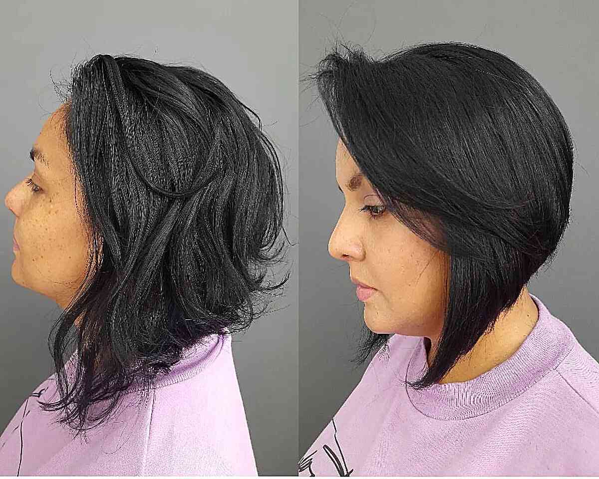 Jet Black Visible Layers on an Inverted Bob