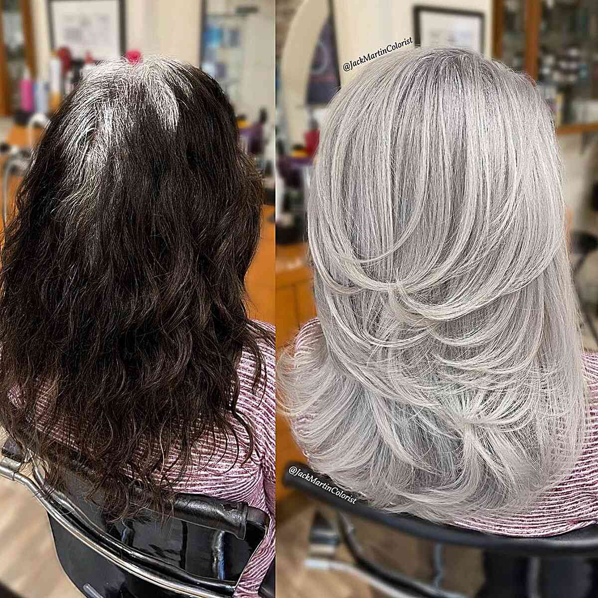 Long Silver Hair with Short Layers for women with damaged hair