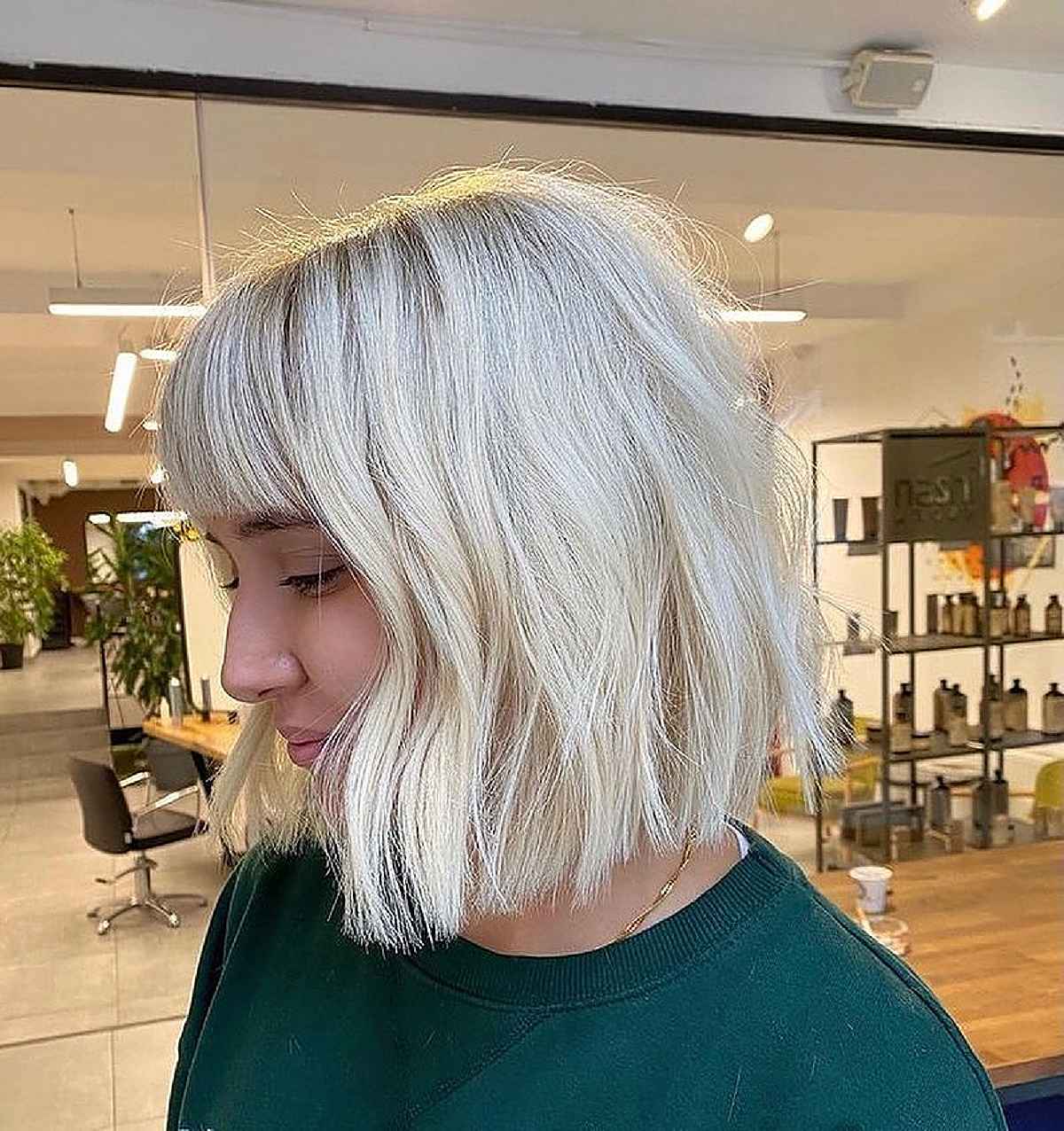 Neck-Length Blunt Bob with Bangs