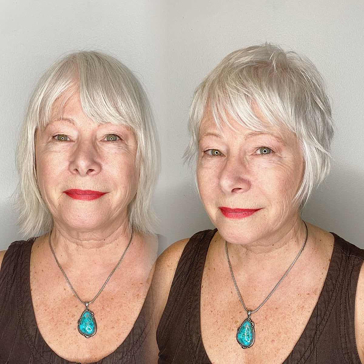 razored short hairstyle for women over 60