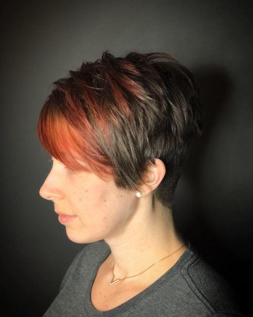 Red to Brown Color Ombre on Short Hair