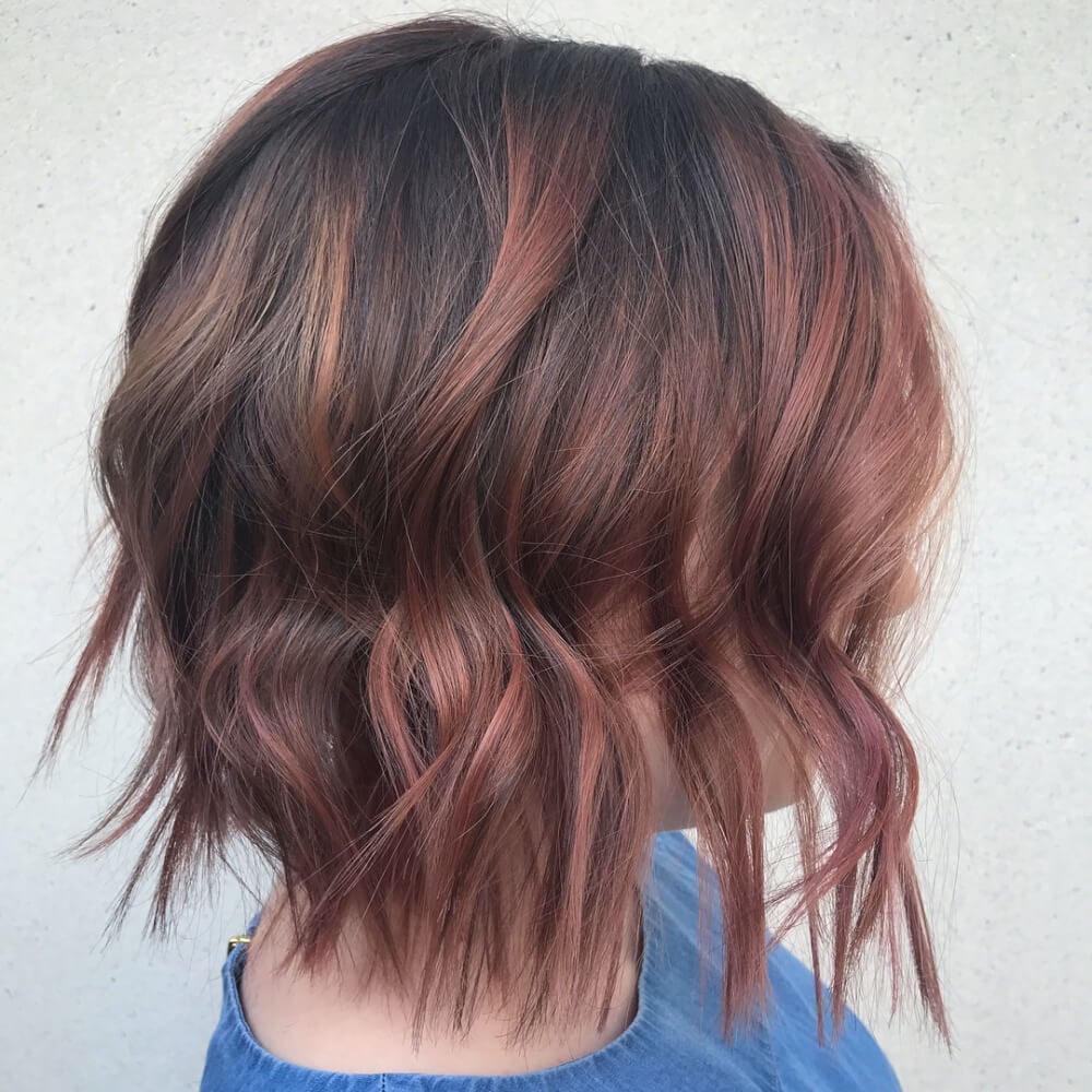 A remarkable rose gold bob for thin hair