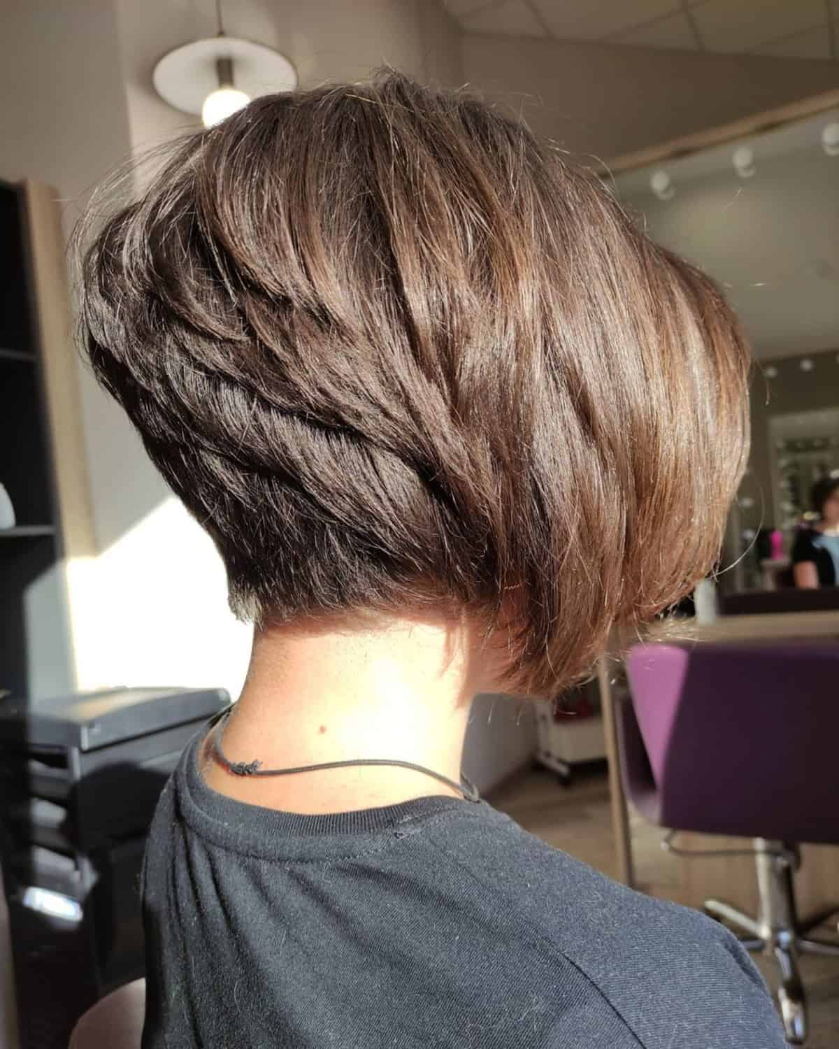 Short stacked bob haircut