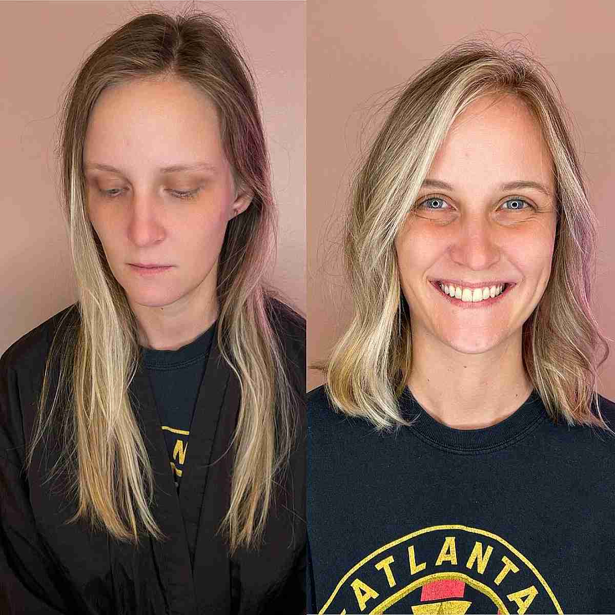 Thinning Side Part Shoulder-Length Cut with Balayage