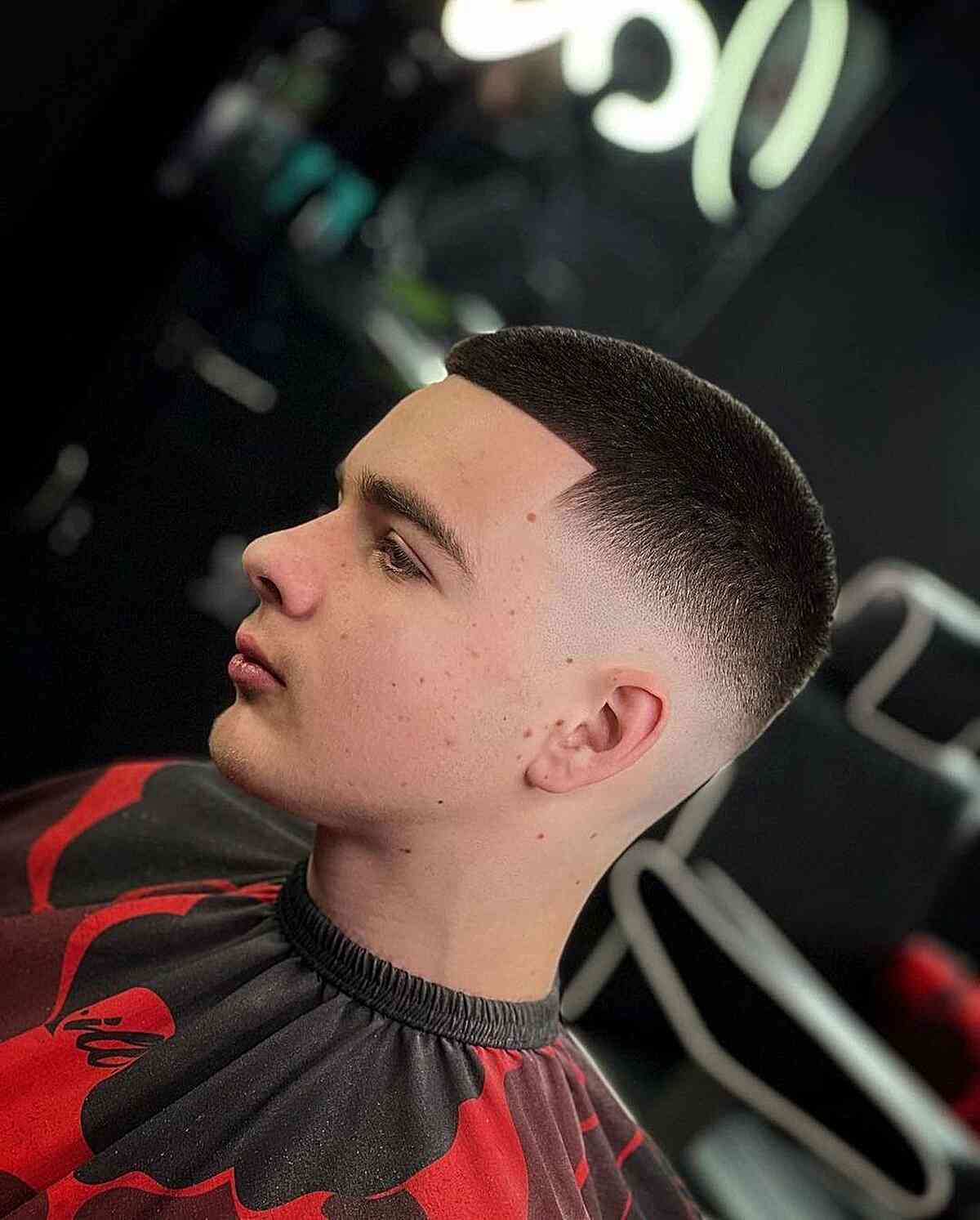 A tight faded haircut for men